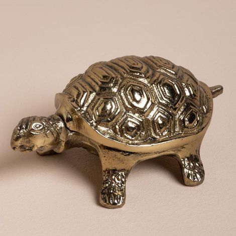 Boîte Tortue en Métal Doré finition Antique 16x7x10cm (1/5)