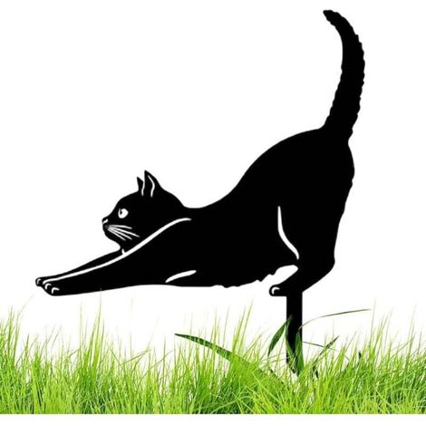 Statue De Chat En Métal Mignon 26cm Ornement De Jardin Extérieur Pour Pelouse