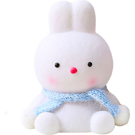 Ortviai Veilleuse LED en forme de lapin mignon avec ruban bleu – Lampe portable en plastique pour chambre, bureau ou dortoir (1/5)