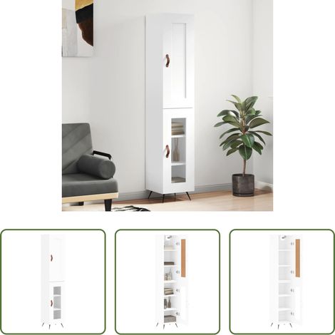 vidaXL Schrank -  Highboard Weiß 34,5x34x180 cm Holzwerkstoff (1/5)