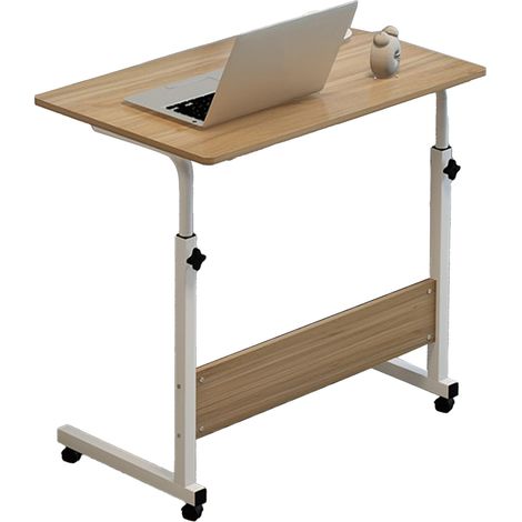 Bureau simple pour ordinateur portable, table de chevet minimaliste, bureau réglable en hauteur pour étudiant, table d'appoint pour dortoir, 60 x 40 cm, finition bois. (1/5)