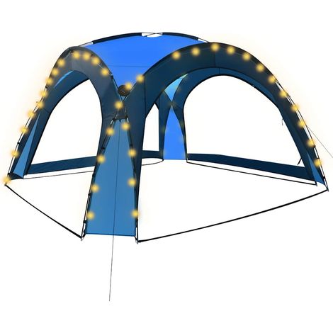 Tente de réception, Pavillon, Pergola, Tente de jardin, avec LED et 4 parois 3,6x3,6x2,3 m Bleu OIB6159E (1/5)