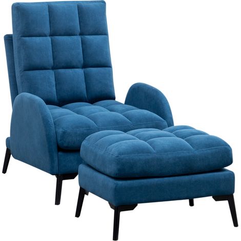 Leisure Recliner Armchair and Ottoman Set with Footstool Metal Legs (1/3)