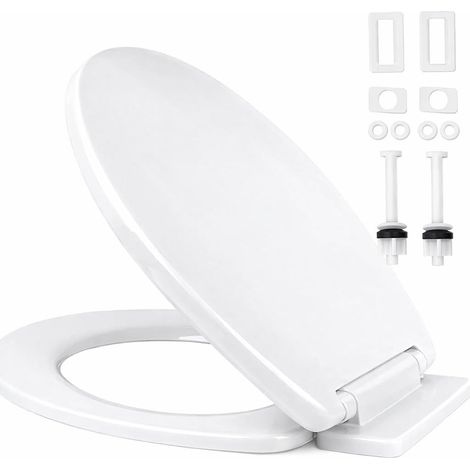 Abattant WC à fermeture douce avec libération rapide pour un nettoyage facile avec charnières réglables Blanc (1/5)