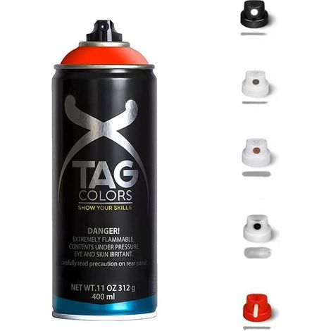 Bombolette Spray graffiti Vernice Acrilica 400ml Varie Tonalità Rosso + 5 testine per tratti precisi e spessi finitura opaca coprente per street artis (1/5)