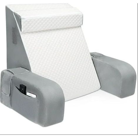 Coussin de Lecture Ergonomique - Coussin Support Dorsale avec Oreiller Cervical et Accoudoirs Amovibles, Oreiller de Dos pour Adulte pour se Détendre, Regarder la télé, Housse Lavable (1/5)