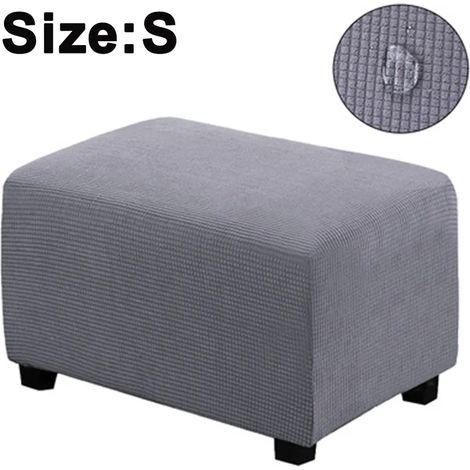 Housse de pouf élastique gris clair, taille S, base élastique, polyester lavable (1/5)
