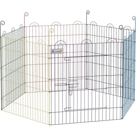 Freilaufgehege, Welpenauslauf, modulares Design, verriegelbar, Metall, Ø120x60H cm, Bunt 
On-Site