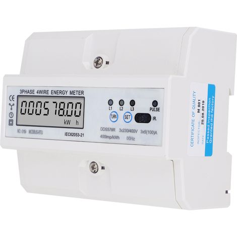 3-Phasen-4-Leiter-Digital-LCD-kWh-Zähler, DIN-Schienen-Wattmeter, Stromzähler mit RS485-Schnittstelle (1/5)
