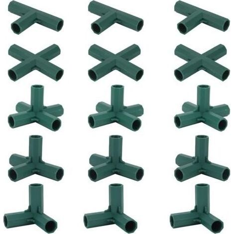 Set mit 15 Gewächshausrahmenverbindern, Eckverbindern für Gartenrahmen, 16-mm-Spiralstange, 4 Arten von stabilen und robusten Stützen für Gewächshäuser (1/5)