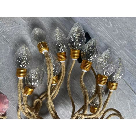 Guirlande solaire motif ananas 5.5M 10LED, corde chanvre, déco jardin extérieur (1/5)