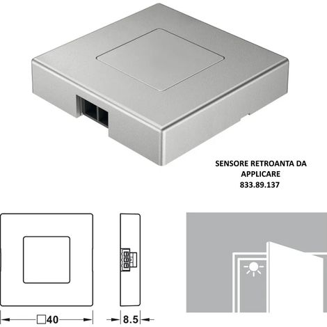 SENSORE RETROANTA 40X40mm HAFELE DA APPLICARE ARGENTO 833.89.137 SENZA CAVO