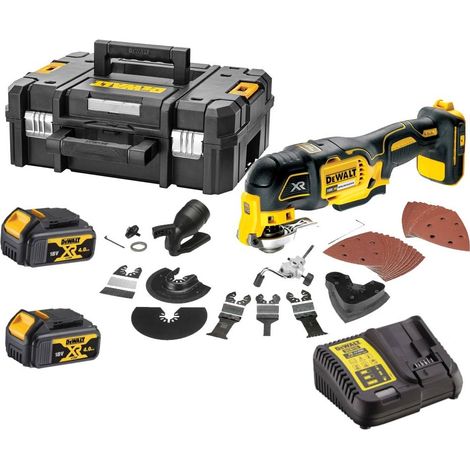 Dewalt – Découpeur ponceur sans fil 18V DCS355M2 – Moteur Brushless – 2 batteries 4.0Ah – Coffret TSTAK avec 32 accessoires