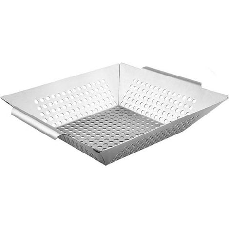 Grill Basket - Stainless Steel Vegetable Basket - For Oven Gas Grill Charcoal Grill - 34.8 x 30.8 x 6 cm - 1 Piece (1/5)