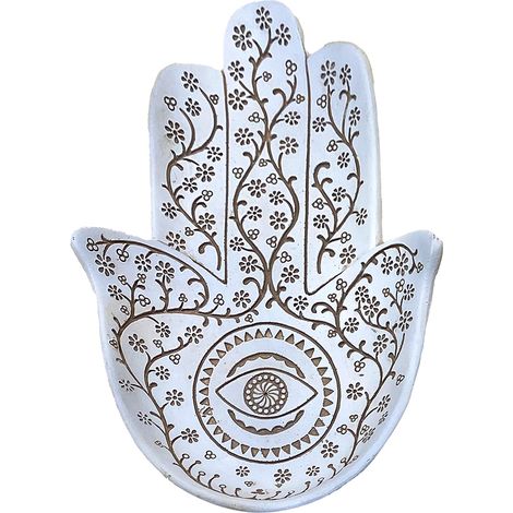 Signes Grimalt Hand der Fatima Teller Tabletts Handfigur Weiß 3x32x24cm
