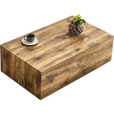 ELVMI Tavolino da caffè rettangolare con venatura legno, soggiorno, in MDF, legno, 90 x 50 x 30 cm (1/5)