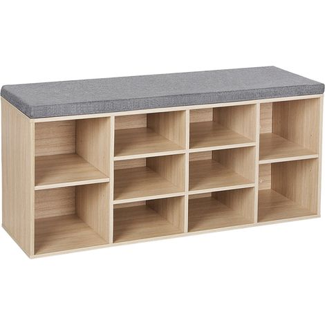 Banc à chaussures étagère à chaussures meuble de rangement 10 compartiments avec coussin pour entrée marron (1/5)