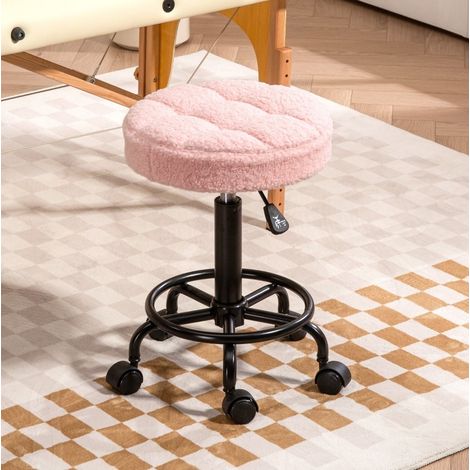 Sgabello da ufficio con ruote regolabile in altezza, girevole 360°, Ø50 x 50-66 cm, rosa DESVIAE (1/5)