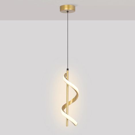 Suspension en spirale dorée, lampe à suspension LED moderne - 13 W, lampes suspendues linéaires en métal avec abat-jour en silicone, lustre torsadé ultra-mince, plafonniers d'éclairage décoratif de ch (1/5)