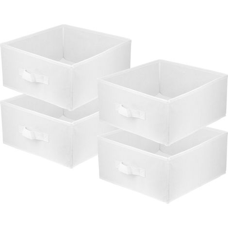 Boîte textile 31x31x15 blanche - Lot de 4