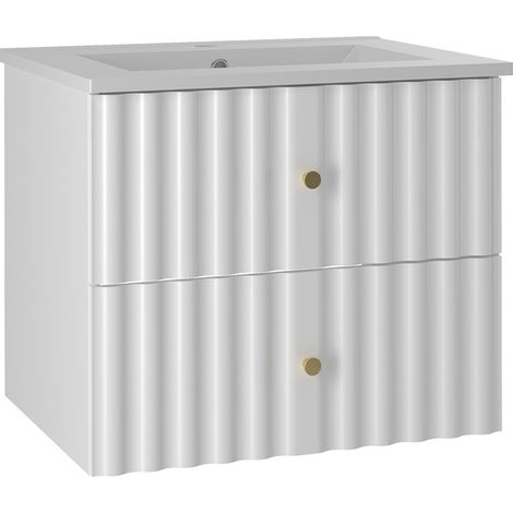 Meuble simple vasque encastrée 60cm Izae Blanc