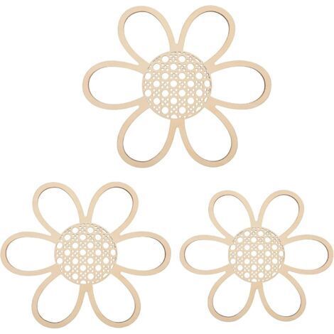 Set of 3 Bohemian Natural Rattan Wall Hanging Decor for Home, Nursery, Bedroom (1/5)
