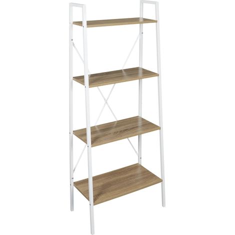 Etagere bois et metal blanc 60x148x32,5 cm
