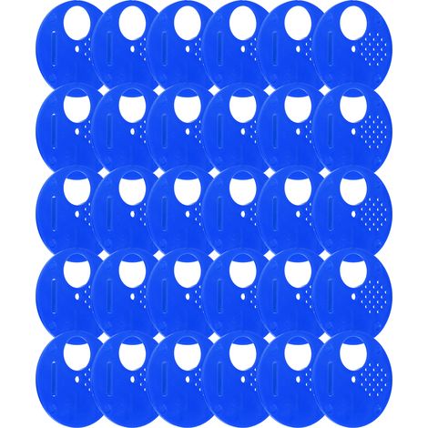 30 Stück Bienenstocktür-Eingangsscheiben aus Kunststoff, runde Ausgangslüftungsgitter, Imkereizubehör, blau (1/5)
