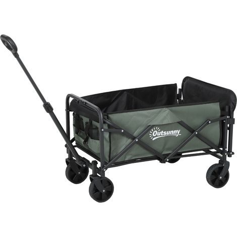 Chariot jardin pliant, écologique, courses campagne, hayon extensible, poignée télescopique réglable (1/5)