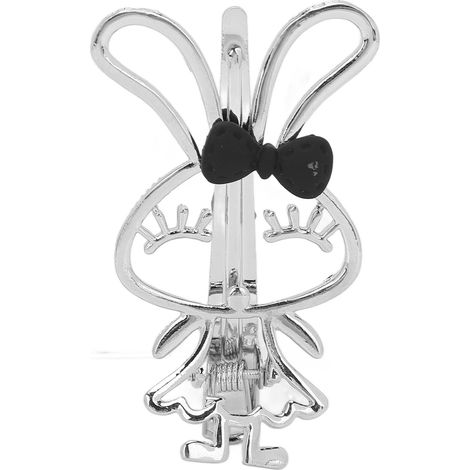 Pince à cheveux lapin bec de canard avec nœud découpé, alliage argenté électroplaqué, barrette décorative lapin (1/5)