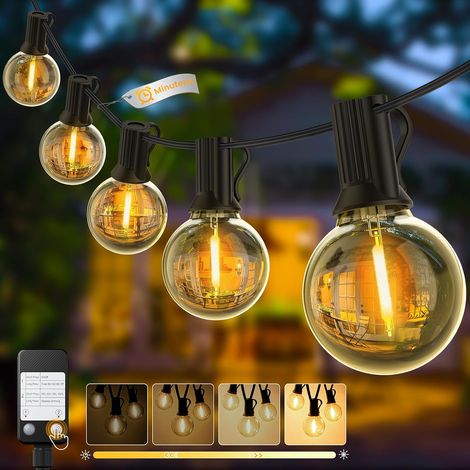 Guirlande Guinguette LED 15M, Guirlande LED Exterieur avec 25 +1 G40 Ampoules, IP45 Imperméable Extérieur Intérieur Guirlande Lumineuse Exterieur pour Jardin Patio Café - Blanc Chaud (1/5)