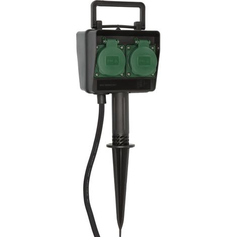 Brennenstuhl 1154450 Gartensteckdose 4fach Schwarz, Grün mit Erdspieß (1/10)