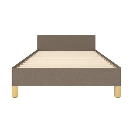 Cadre de lit avec tête de lit (sans matelas), couleur taupe, 80 × 200 cm, tissu, tête de lit confortable, tissu doux et respirant, meuble de chambre, design contemporain, montage facile (1/5)