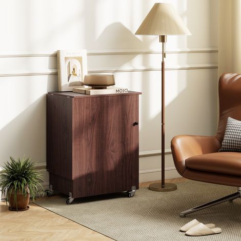 Table de Couture Pliante avec Station de Charge Chariot de Bricolage avec Étagère et Tiroirs Armoire de Rangement Brun Rustique