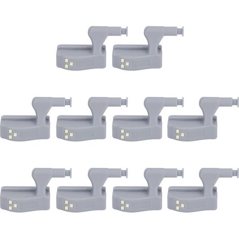 Set mit 10 LED-beleuchteten Scharnieren mit Bewegungsmelder für Schränke, Kleiderschränke, Schubladen und Induktionslampen (weiß) (1/5)