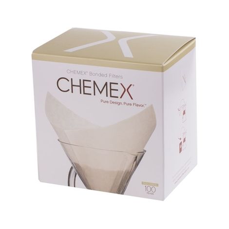 FILTRO CHEMEX IN CARTA BIANCA NATURALE FS-100 PER CHEMEX 6 E 8 TAZZE - SCATOLA DA 100 FILTRI KAHLA