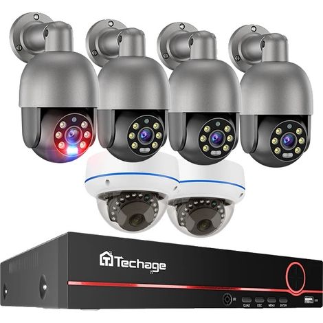 Sistema de videovigilancia de 8 canales, tecnología PoE, NVR de 8 canales, 6 cámaras (B-a, 4T-b), enchufe europeo. (1/2)