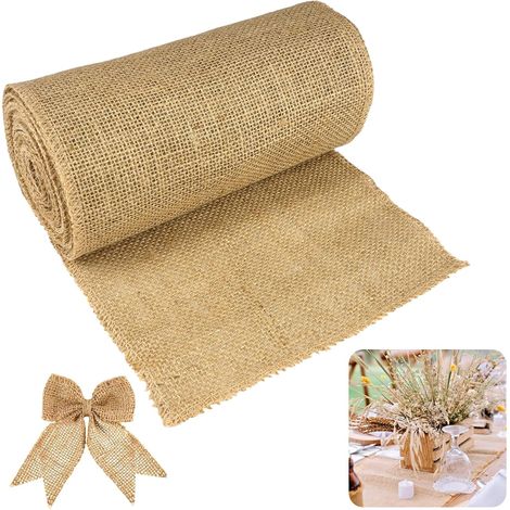 20 cm X 6 m Chemin de Table Toile de Jute Rouleau, Longueur du Drapeau (1/5)