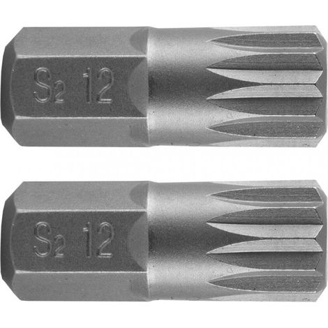 Punta estriada M12 x 30 mm, S2 x 2 unidades. (1/3)