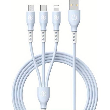 66W 3-in-1 Fast Charging Cable, 1.2m USB Data Cable, suitable for mobile phones and laptops - blue (1/4)