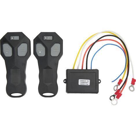 Kit de télécommande de treuil sans fil avec indicateur de portée 75 pieds 12V anti-interférence universel pour véhicules (1/5)