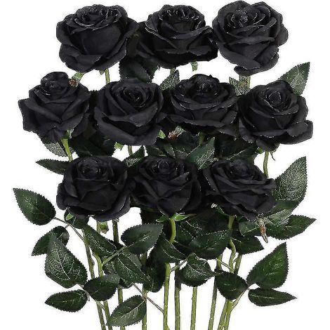 Bouquet de roses artificielles en soie, composition florale pour la maison, les fêtes et la décoration de mariage (noir) (1/5)