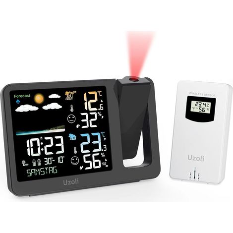 Alarm Clock Projector Ceiling with Outdoor Sensor, Weather Station