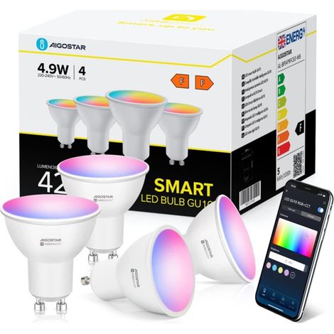 Ampoule Alexa GU10 SL2, Lampe intelligente 4,9 W, Lampe WiFi LED RGBCCT 2700-6500 K, Dimmable, 26 modes de scène, Contrôle via application, Compatible avec Alexa/Google Home, Aucun hub nécessaire, 4 p