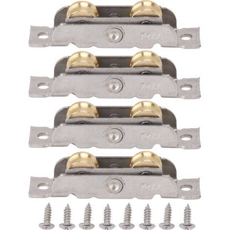 Eosnow 4PCS Schiebe-Terrassentür-Rollenbaugruppe Edelstahl-Kupfer-Kugellagerrad für Glaskonkav