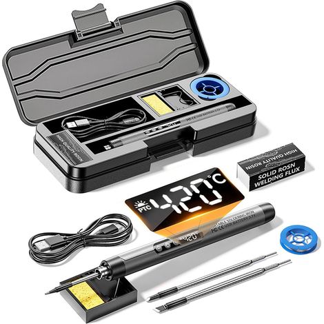 Fer à Souder, Fer à Souder à Batterie avec 3 Pointes, Fer a Souder Sans Fil à Batterie Portable Sans Fil USB, Température Réglable 260 ℃-420 ℃, Mini (1/5)