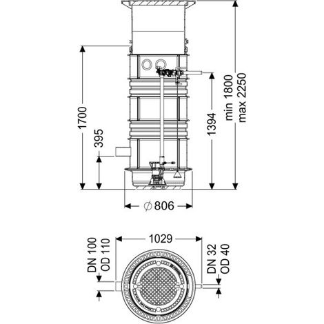 -Pumpstation Aquapump Medium Duo, GTF 600, 1800-2250 mm, Klasse D