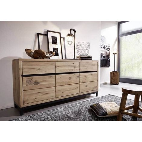 Sideboard Wildeiche 175x45x85 bianco geölt VILLANDERS 208