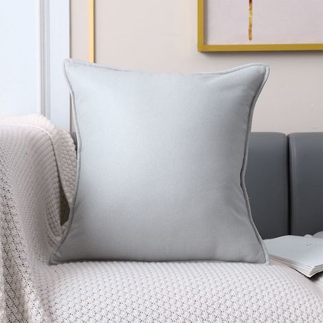 Coussin Décoratif - 45 x 45 cm - Housse de Coussin en Polyester - Pour Canapé Fauteuil Lit Bureau - Gris - 1 Pièce (1/5)