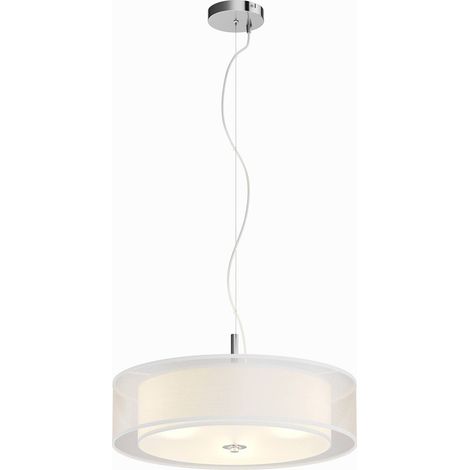 Lindby – Suspension en tissu 50 cm E27 – Abat-jour en organza transparent – Design moderne pour salon et salle à manger (1/5)